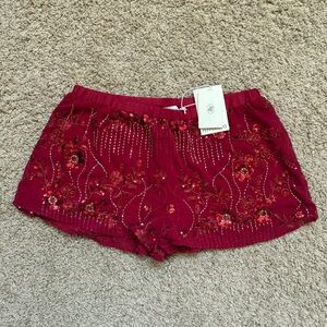 Peppermayo Red Sequin Beaded Shorts - Brand New with Tags!